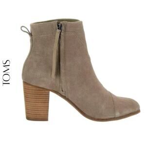TOMS Women’s Lunata Suede Ankle Bootie – Taupe Size 8 (Women's)